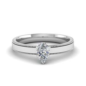 Pear Solitaire Lab Diamond Rings