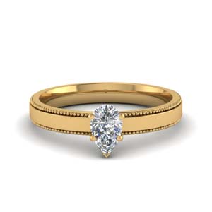 Milgrain Pear Shaped Engagement Ring