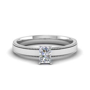  White Gold Radiant Cut Solitaire Rings 