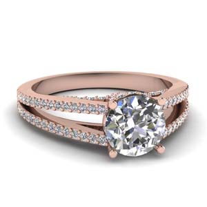 Split Shank Pave Wrap Diamond Engagement Ring In 14K Rose Gold ...