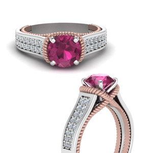 2 Tone Pink Sapphire Ring