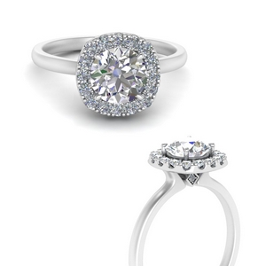 Square Diamond Halo Engagement Ring