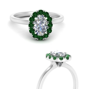 Simple Oval Halo Emerald Ring