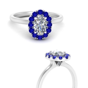 Oval Sapphire Halo Engagement Rings