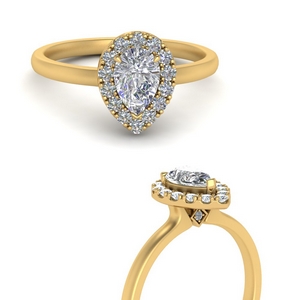 Simple Pear Halo Diamond Ring