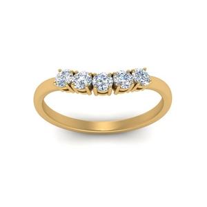 Basket Five Stone Wedding Band In 14K Yellow Gold