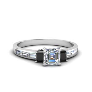3 Stone Asscher Diamond Ring
