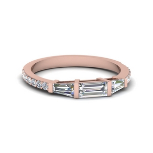 Baguette And Round Cut Thin Band