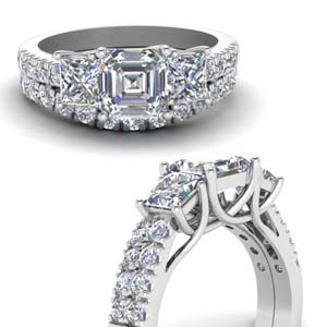 U Prong Diamond Accent Ring Set