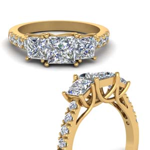 U Prong Three Stone Diamond Ring