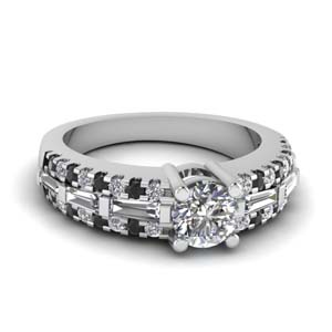 3 Row Baguette Engagement Ring