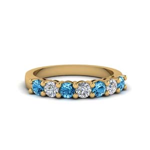 TriJewels Blue Topaz 3/4 ctw Common Prong Womens Eternity Wedding Anniversary Stackable Band 14K Gold 