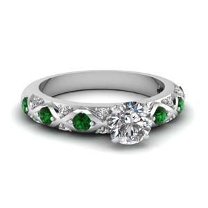 Cross Design Pave Emerald Ring