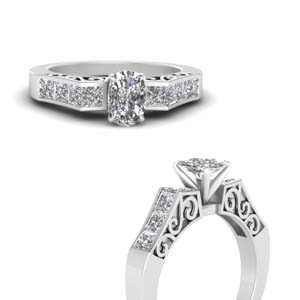 Filigree Shank Cushion Diamond Ring