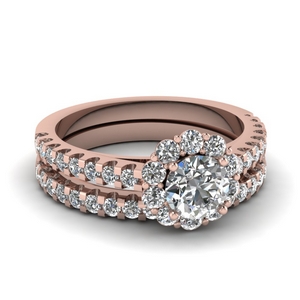Flower Diamond Wedding Ring Set