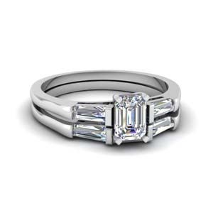 baguette diamond bridal set