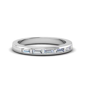 baguette diamond band white gold