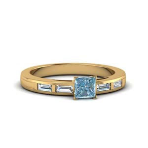 Baguette Aquamarine Engagement Ring