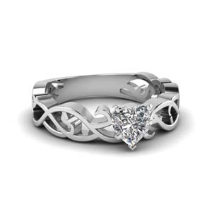 Filigree Heart Diamond Solitaire Ring