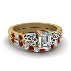celtic emerald cut diamond wedding ring set with ruby in FDENS2255B1EMGRUDR NL YG.jpg