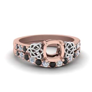 celtic semi mount wedding ring set with black diamond in FDENS2255B1SMGBLACK NL RG