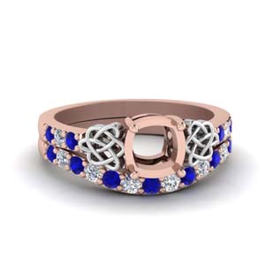 celtic semi mount diamond wedding ring set with sapphire in FDENS2255B1SMGSABL NL RG