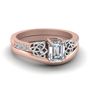 celtic knot emerald cut diamond ring with plain band set in FDENS2255B3EM NL RG.jpg