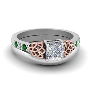 Celtic Diamond Ring With Plain Band