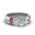 Pink Sapphire & Baguette Ring Set