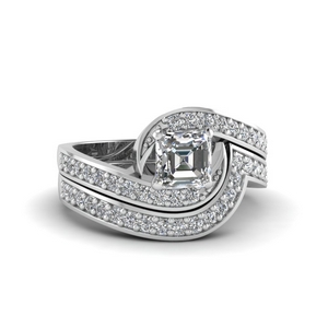Swirl lab Diamond Engagement Ring Set