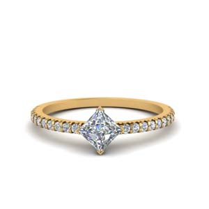 One Carat Princess Cut Compass Point Diamond Ring