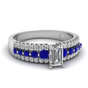 Triple Row Sapphire Engagement Ring