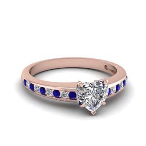 heart shaped delicate channel diamond engagement ring with sapphire in FDENS3018HTRGSABL NL RG
