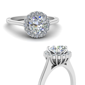 Lab Created Floral Diamond Ring