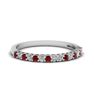 basket prong diamond anniversary band with ruby in FDENS3056BGRUDR NL WG