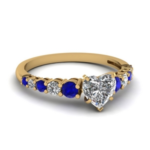 Graduated Diamond Ring With Sapphire