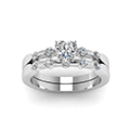 Heart Shaped Delicate Diamond Wedding Ring Set In 14K White Gold