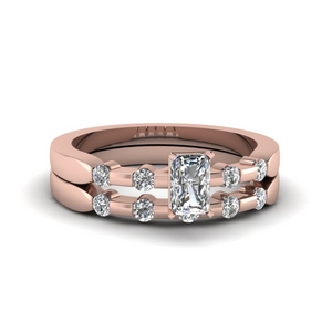 Radiant Cut Bridal Rings With Band