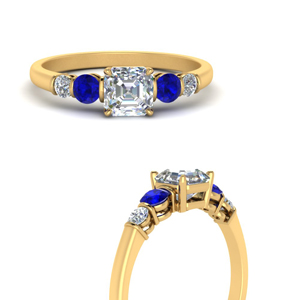 Asscher Engagement Rings With Sapphire