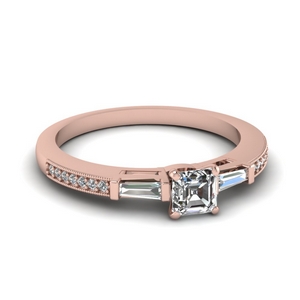 petite baguette and asscher diamond engagement ring in FDENS3074ASR NL RG 30