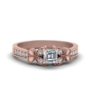 vintage butterfly asscher diamond engagement ring in FDENS3077ASR NL RG