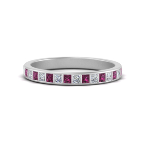Anniversary Band With Pink Sapphire