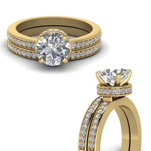 Pave Halo Wedding Ring Set