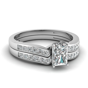 White Gold Radiant Cut Ring Sets