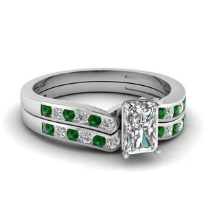 radiant cut diamond channel bridal set with emerald in FDENS3092RAGEMGR NL WG.jpg