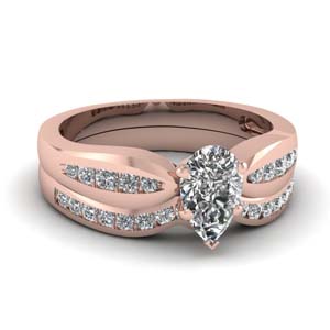 Rose Gold Pear Shaped Ring Sets