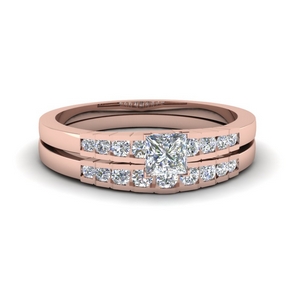 Rose Gold Princess Cut Ring Sets