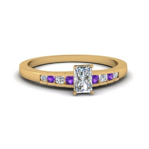 Purple Topaz Graduated Diamond Ring