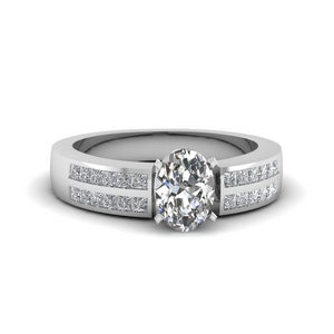 Oval Side Stone Engagement Rings