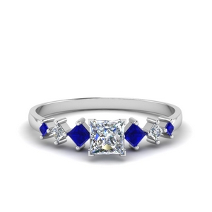 Kite Set Princess Cut Sapphire Ring